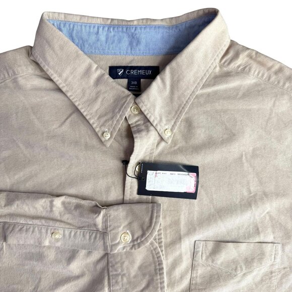 Cremieux Button Up Shirt Mens Size 3XB Beige Supima Cotton Old Money Coastal Wor - Picture 1 of 8